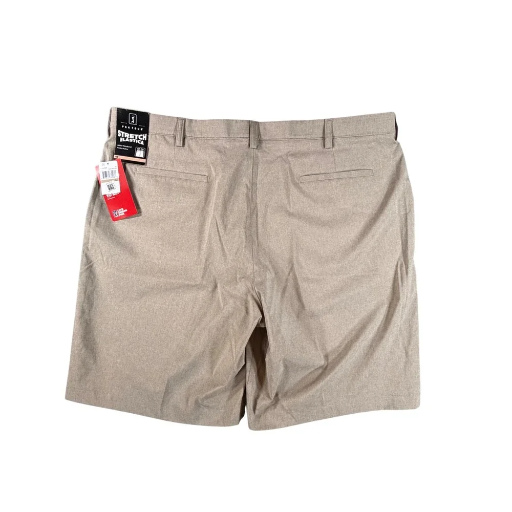 PGA Tour Golf Shorts Mens 42 Khaki Heather Stretch Active Waistband Performance
